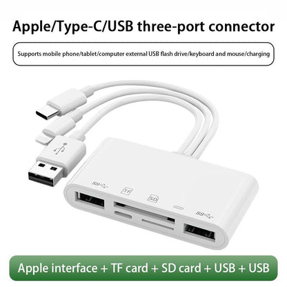 5-in-1 Multi-Function Card Reader - USB-C, USB 3.0 & Lightning