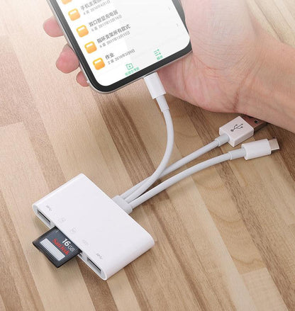 5-in-1 Multi-Function Card Reader - USB-C, USB 3.0 & Lightning